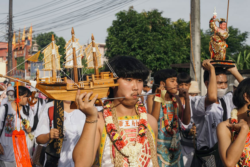 Thai culture and customs at Buddhist temple in Thailand