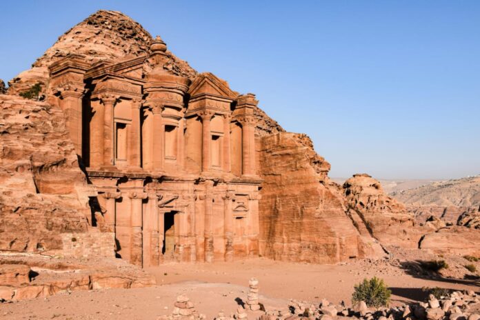 Ancient rock-cut architecture of Petra, Jordan – A biblical city known as the Rose-Red City